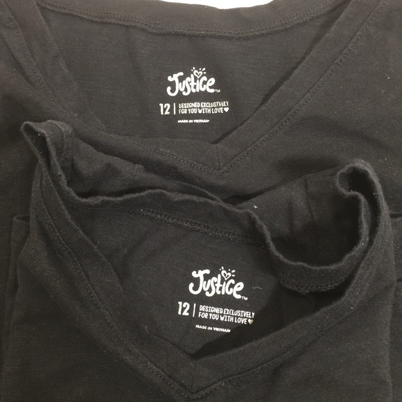JUSTICE Girls 12Y basic v-neck tee shirt - Picture 3 of 3